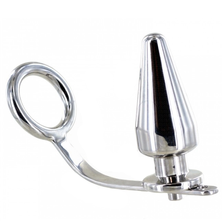 METAL HARD - STEEL RING WITH ANAL PLUG 80 X 55 MM - D-205389