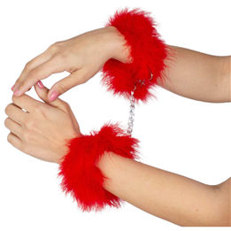 SECRETPLAY - RED MARABOU HANDCUFFS - D-212562 - Teknashop Ltd