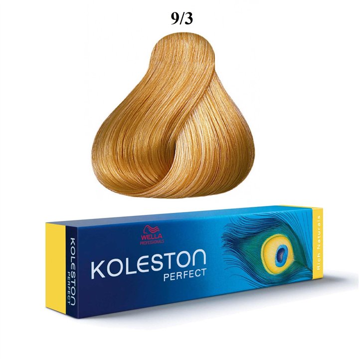 Wella Professionals, Koleston Perfect, Permanent Hair Dye, 9/3 Very Light Blonde Gold, 60 ml - Teknashop Ltd