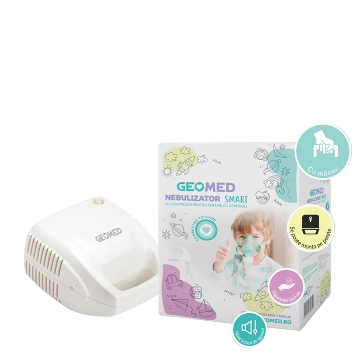 Geomed, Geomed, Nebulizers, With Compressor & Compact Design, For Adults & Children, Electric, Adult Mask, Child Mask, Mouthpiec