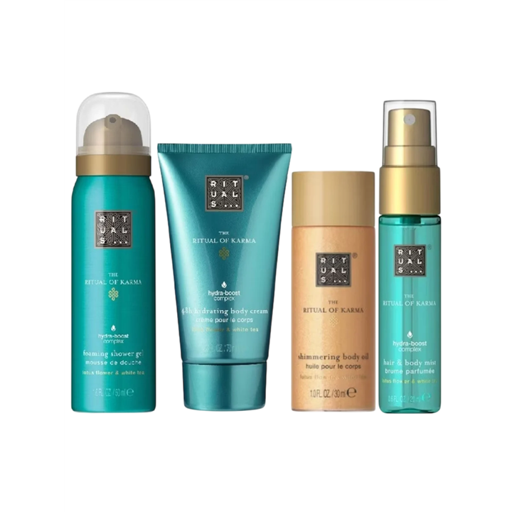Set Rituals: The Ritual Of Karma, Shower Mousse, 50 ml + The Ritual Of Karma, Shimmer, Body Oil, 30 ml + The Ritual Of Karma, Hy