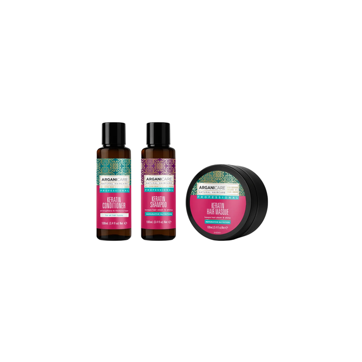Set Arganicare: Keratin, Hair Conditioner, Nourishing & Strengthening, 100 ml + Keratin, Hair Shampoo, Repairing & Nourishing, 1