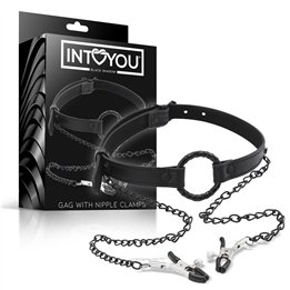 O Ring Gag and Nipple Clamps Vegan Leather - BS-658 - Teknashop Ltd