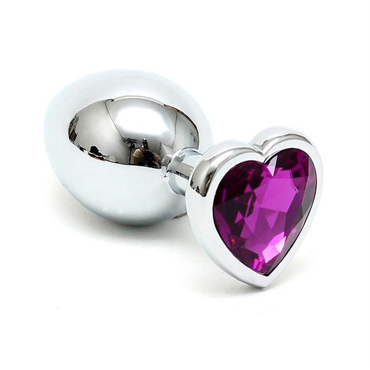 Butt Plug Plated Steel Crystal Heart Purple - R8097