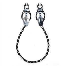 Adjustable nipple clamps butterfly style with black chain - R8168 - Teknashop Ltd