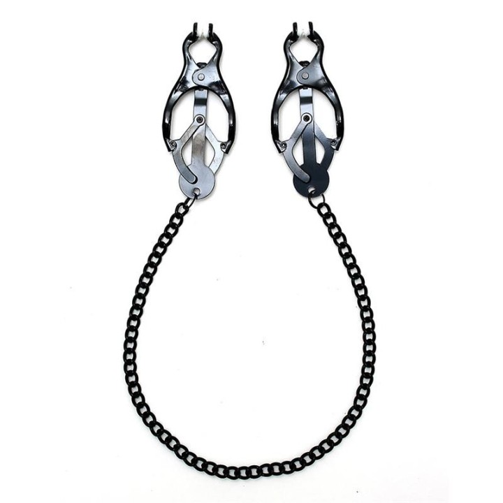 Adjustable nipple clamps butterfly style with black chain - R8168
