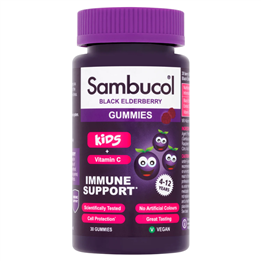 Sambucol, Kids, Black Elderberry & Vitamin C, Support The Immune System, Gummies, 30 pcs