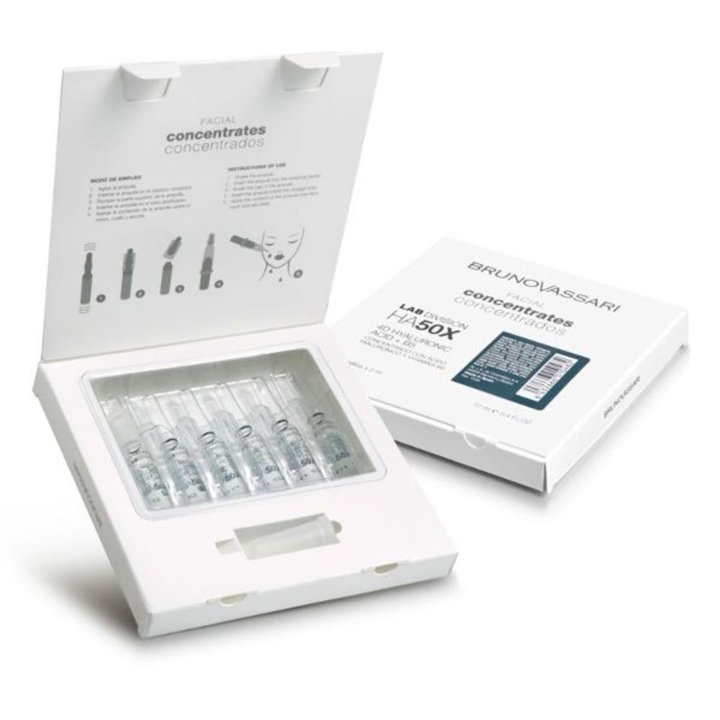Set, Bruno Vassari, HA50X, Hyaluronic Acid, Hydra-Nourishing, Ampoules Treatment Serum, For Face, For Women, 6 pcs, 2 ml - Tekna