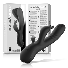 BLACK&SILVER - JAMIE RECHARGEABLE SILICONE RABBIT STIMULATOR BLACK - D-235663