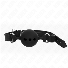 KINK - FULL SILICONE GAG 55 x 2 CM WITH 5 CM BALL SIZE L BLACK ADJUSTABLE 35-51 CM - D-240816 - Teknashop Ltd