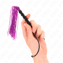 KINK - MINI SILICONE WHIP WITH 6 PURPLE BEADS 26 CM - D-240689 - Teknashop Ltd