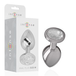 INTENSE - ALUMINUM METAL ANAL PLUG WITH SILVER CRYSTAL SIZE M - D-234375