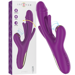 INTENSE - ATENEO RECHARGEABLE MULTIFUNCTION VIBRATOR 7 VIBRATIONS WITH OSCILLATING TONGUE AND PURPLE SUCTION - D-236482 - Teknas