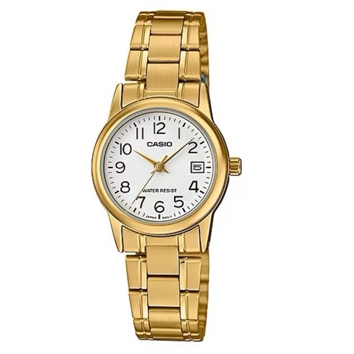 CASIO COLLECTION Mod. LADY DATE, GOLD - WHITE - WW.LTP-V002G-7B2UDF - Teknashop Ltd