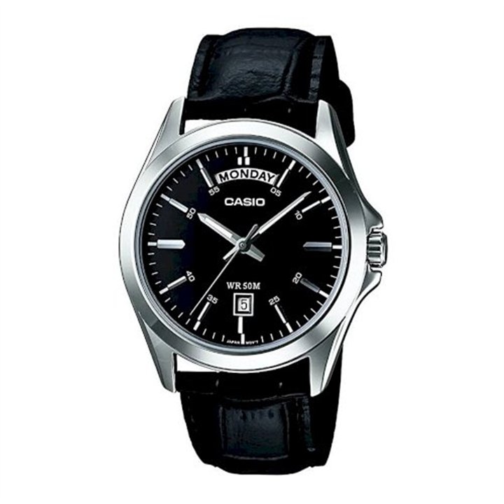 CASIO COLLECTION Mod. DAY DATE LEATHER - BLACK - WW.MTP-1370L-1AVDF - Teknashop Ltd
