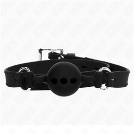 KINK - FULL SILICONE GAG 55 x 2 CM WITH 4 CM BALL SIZE S BLACK ADJUSTABLE 35-51 CM - D-240814 - Teknashop Ltd