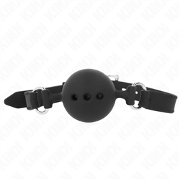 KINK - FULL SILICONE GAG 55 x 2 CM WITH 4.5 CM BALL SIZE M BLACK ADJUSTABLE 35-51 CM - D-240815 - Teknashop Ltd