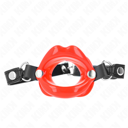 KINK - LIP 8 CM GAG WITH RED LEATHERETTE STRAP 63 x 2 CM ADJUSTABLE 39-58 CM - D-240886 - Teknashop Ltd