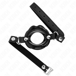 KINK - LIP 8 CM GAG WITH BLACK LEATHERETTE STRAP 63 x 2 CM ADJUSTABLE 39-58 CM - D-240887 - Teknashop Ltd