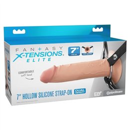 FANTASY X-TENSIONS ELITE - 17.8 CM HOLLOW SILICONE STRAP-ON - D-246338