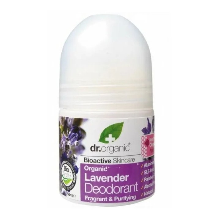 Dr Organic Lavender Deodorant Roll On 50ml - unisex - Teknashop Ltd