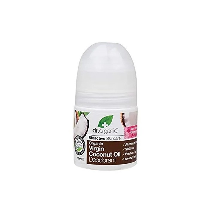 Dr Organic Virgin Coconut Oil Deodorant  Roll On 50ml - unisex - Teknashop Ltd