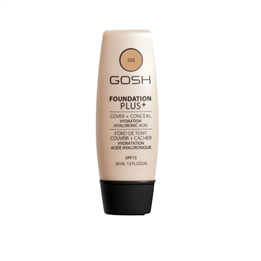 Gosh, Foundation Plus+, Cover & Conceal, Liquid Foundation, 008, Golden, 15 SPF, 30 ml - Teknashop Ltd