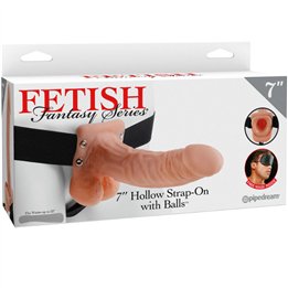 FETISH FANTASY SERIES - SERIES 7 HOLLOW STRAP-ON WITH BALLS 17.8CM FLESH - PD3373-21 - Teknashop Ltd
