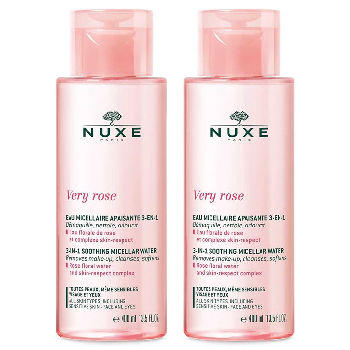 Set Duo, Nuxe, Very Rose, Micellar Water, For Sensitive Skin, 2 pcs, 400 ml - Teknashop Ltd