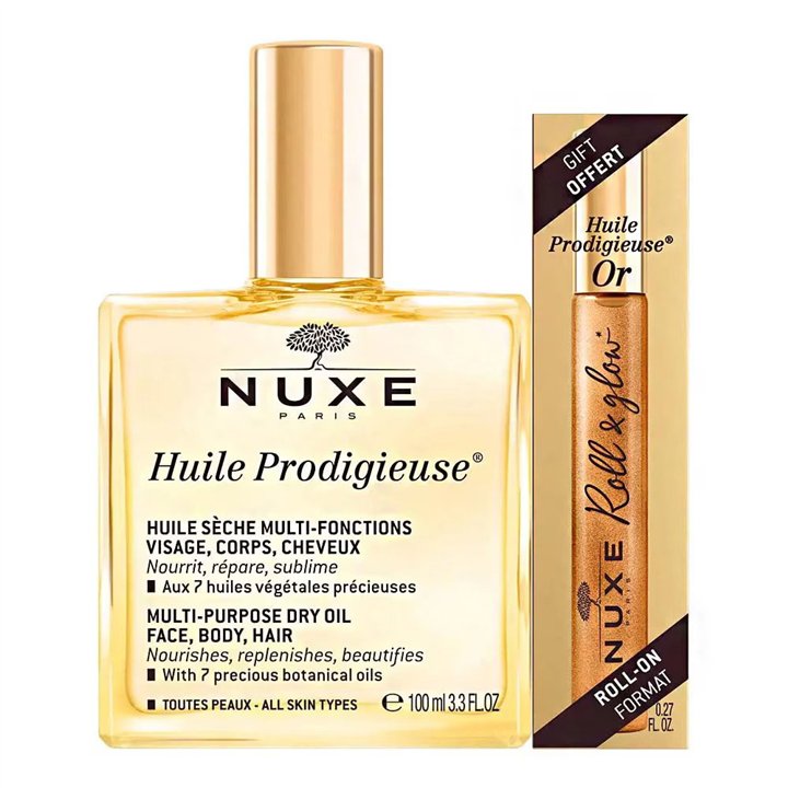 Set Nuxe: Huile Prodigieuse Or Multi-Purpose, Body Oil, For Body, Face & Hair, 100 ml + Huile Prodigieuse Or Multi-Purpose, Nour
