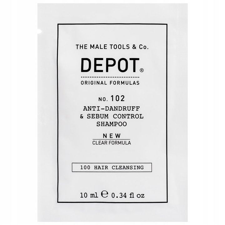 Depot, 100 Hair Cleansing No. 102 Clear Formula, Botanical Complex, Hair Shampoo, Anti-Dandruff & Sebum Control, 10 ml - Teknash