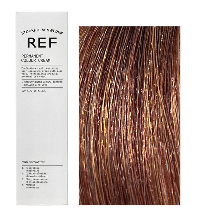Ref Stockholm, Permanent Colour, Vegan, Permanent Hair Dye, 7.53 Mahogany Golden Blonde, 100 ml - Teknashop Ltd