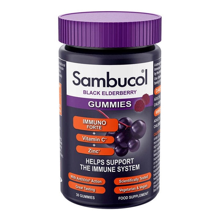 Sambucol, Immuno Forte+, Black Eldeberry, Vitamin C & Zinc, Support The Immune System, Gummies, 30 pcs - Teknashop Ltd
