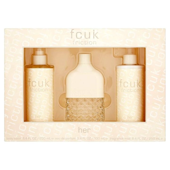 Set Fcuk: Friction, Eau De Parfum, For Women, 100 ml + Friction, Hydrates, Body Lotion, 250 ml + Friction, Scented Spray, For Wo
