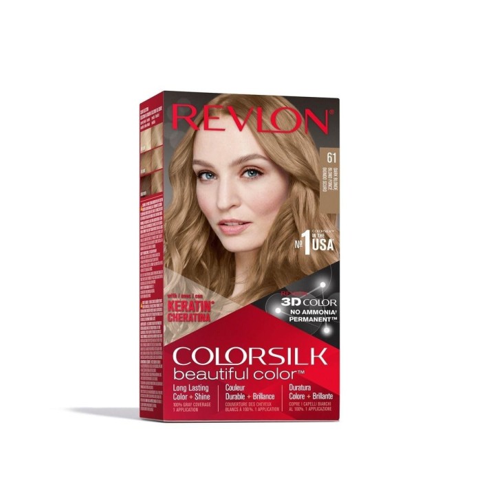 Revlon, Colorsilk, Permanent Hair Dye, 61 Dark Blonde, 130 ml - Teknashop Ltd