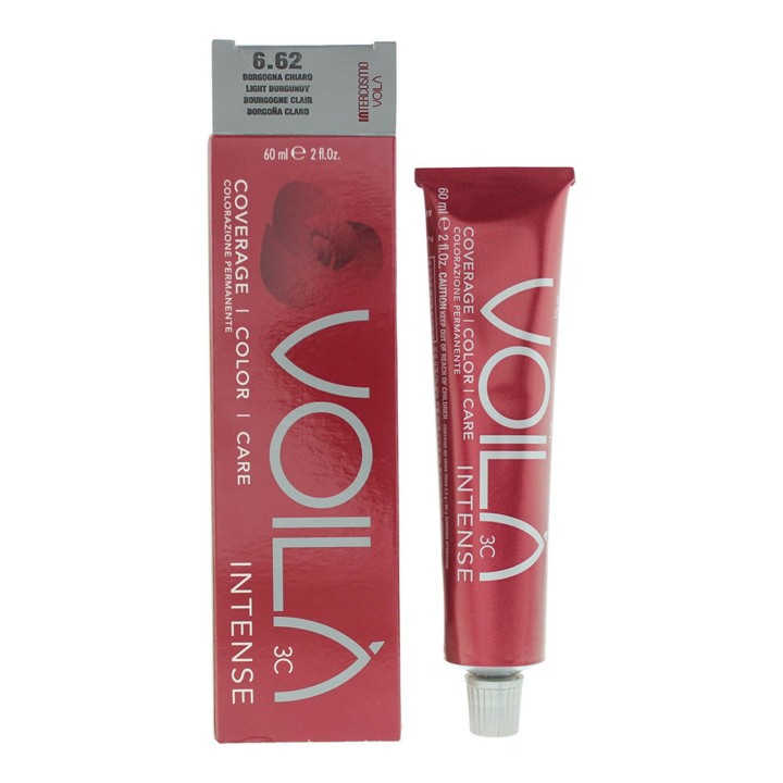 Intercosmo, Voila 3C Intense, Permanent Hair Dye, 6.62 Light Burgundy, 60 ml - Teknashop Ltd