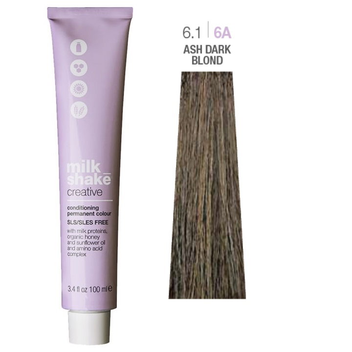 Milk Shake, Creative, SLS/SLES-Free, Permanent Hair Dye, 6.16A Ash Dark Blond, 100 ml - Teknashop Ltd