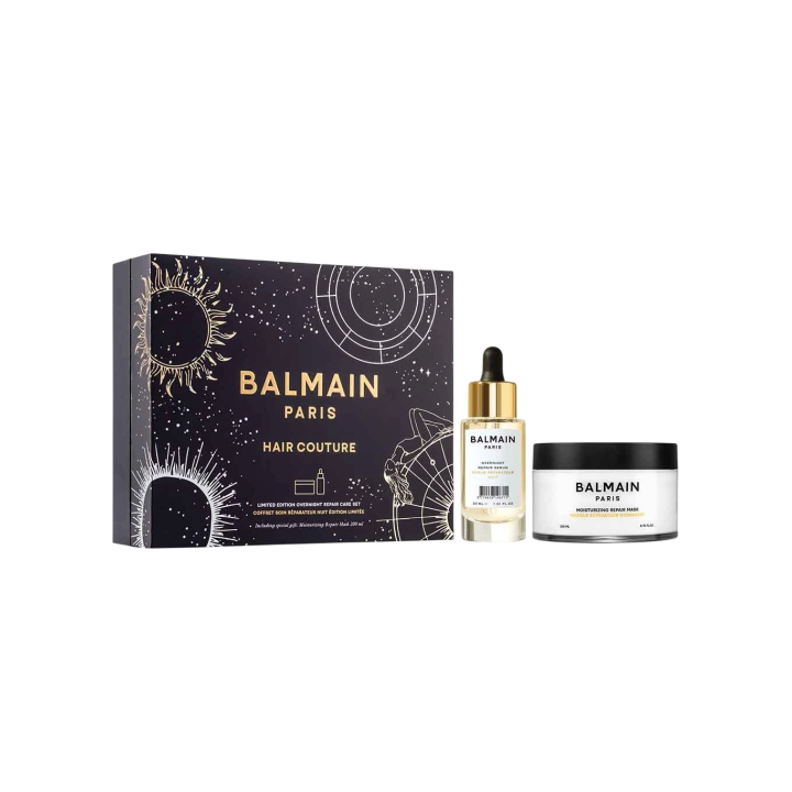 Set Balmain Professionnel: Overnight, Botanical Oils, Hair Serum, Repairing, 30 ml + Moisturizing, Hair Treatment Cream Mask, Fo
