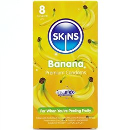 SKINS - BANANA PREMIUM CONDOMS PACK 8 - D-244395 - Teknashop Ltd