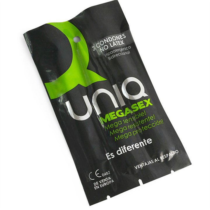 UNIQ - MEGASEX LATEX FREE SENSITIVE CONDOMS 3 UNITS - D-215004 - Teknashop Ltd