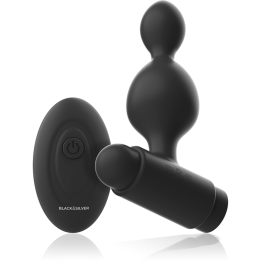 BLACK&SILVER - TUCKER SMALL SILICONE ANAL PLUG REMOTE CONTROL - D-234783