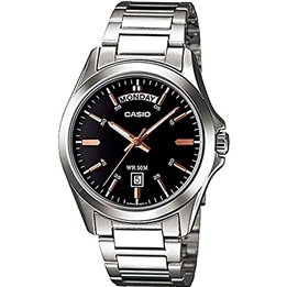 CASIO COLLECTION Mod. DAY DATE - BLACK ROSE GOLD INDEX - WW.MTP-1370D-1A2VDF - Teknashop Ltd
