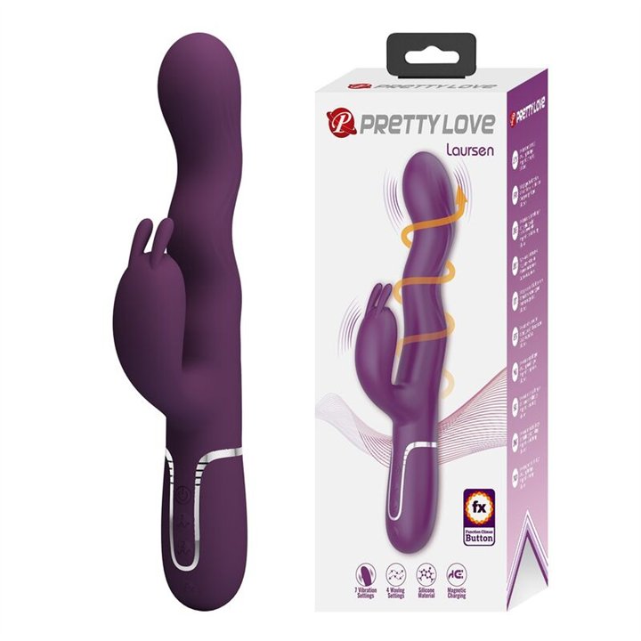 PRETTY LOVE - LOURSEN RABBIT VIBRATOR WITH THRUSTING MOTION AND 7 VIBRATIONS USB RECHARGEABLE PURPLE - D-246039 - Teknashop Ltd