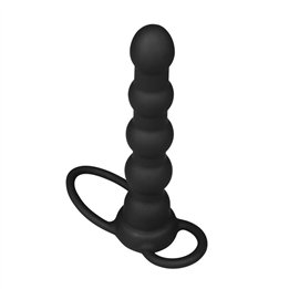 Butt Plug Double Prober with Vibration Black - LO-LV2619 - Teknashop Ltd