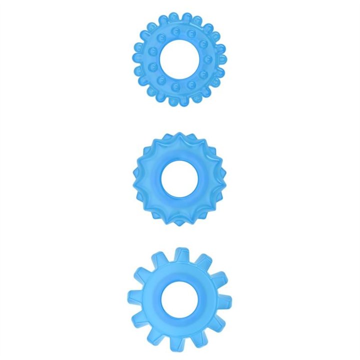 Lumino Play Set 3 Penis Ring Blue Light - LO-LV343010 - Teknashop Ltd