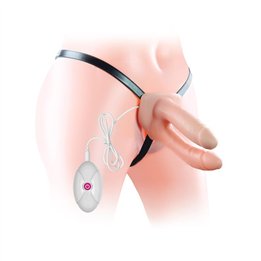 Double Hollow Dildo  Strap On Vibrating - LO-LV3006 - Teknashop Ltd