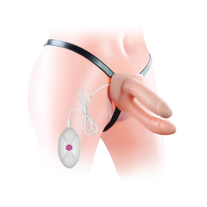Double Hollow Dildo  Strap On Vibrating - LO-LV3006 - Teknashop Ltd
