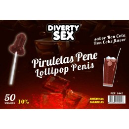 DIABLO GOLOSO - 50 PENIS LOLLIPOPS RON COLA FLAVOR 10% ALCOHOL - D-244781 - Teknashop Ltd