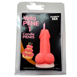 DIABLO PICANTE - PENIS CANDLE IN THE SHAPE OF THE NUMBER 1 PINK COLOR - D-246306 - Teknashop Ltd