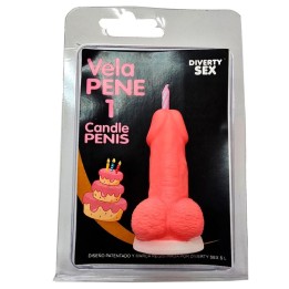 DIABLO PICANTE - PENIS CANDLE IN THE SHAPE OF THE NUMBER 1 PINK COLOR - D-246306